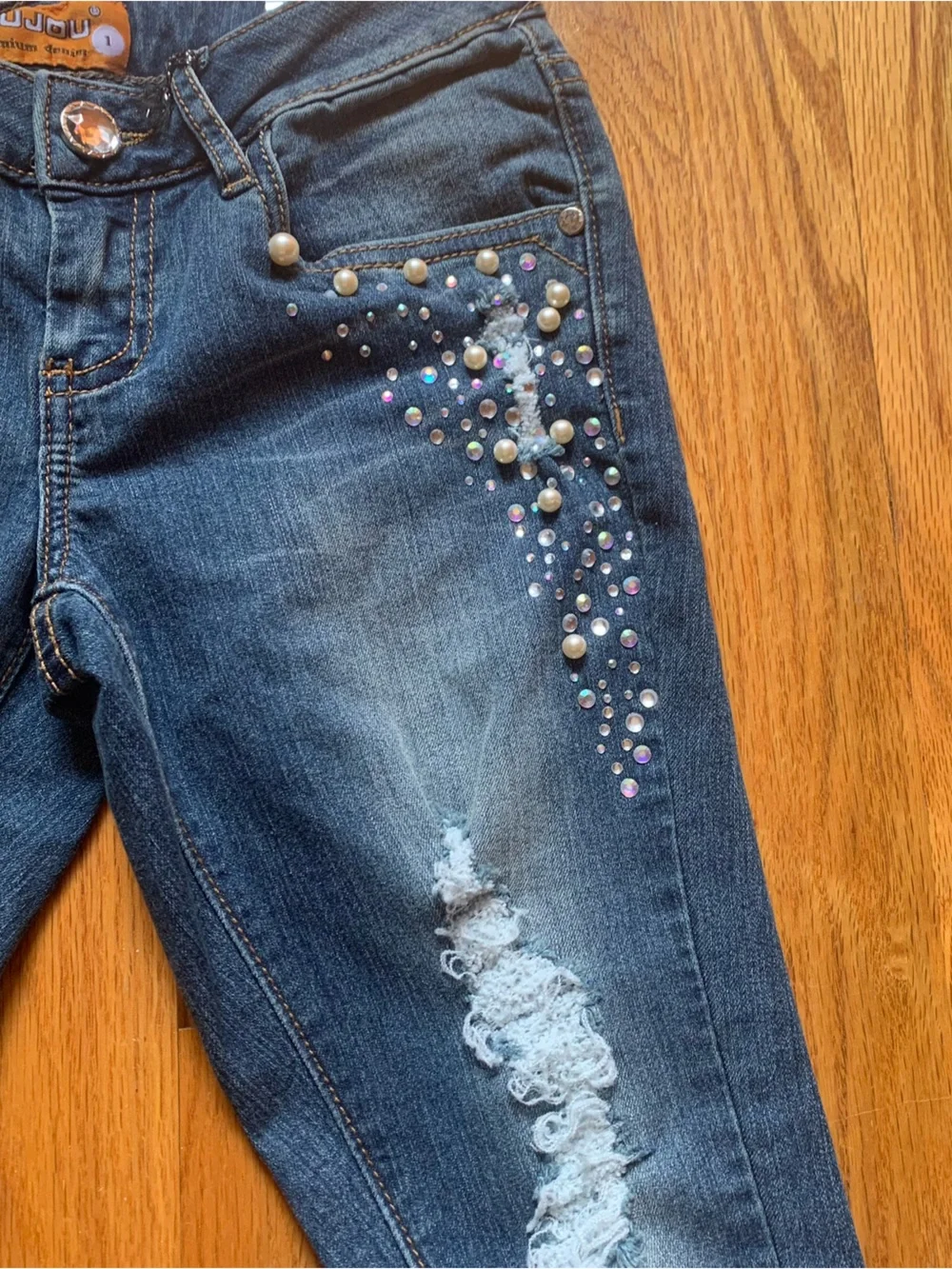 Vintage Y2K JouJou Skinny distressed Jeans with rhinestones size 1